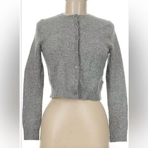 Gray Cropped Button-Up Women's Sweater - Abercrombie